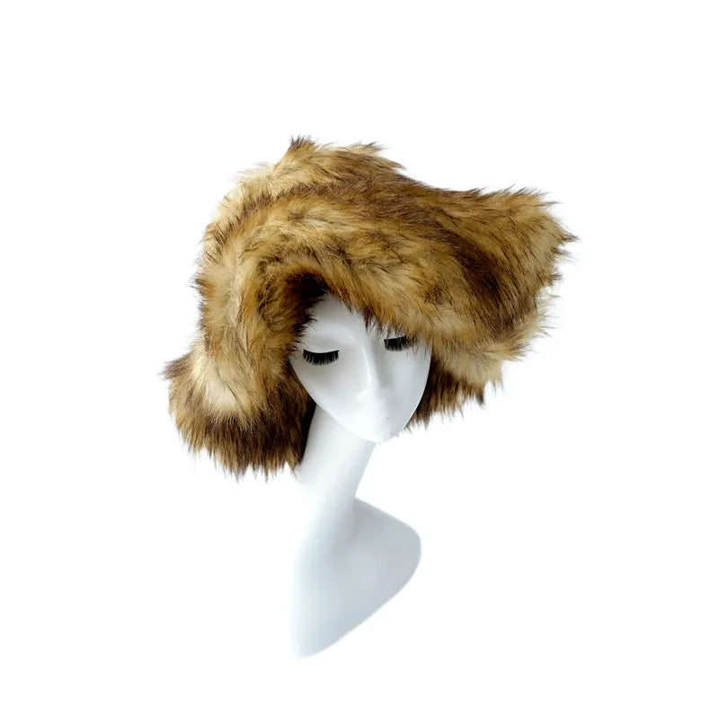 women's lady punk color block big eaves felt hat