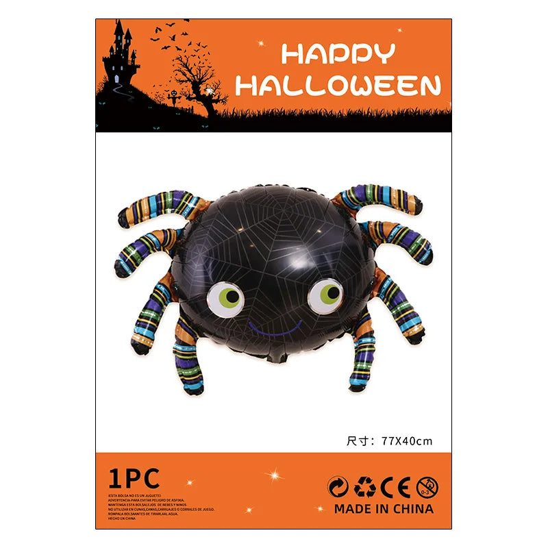 Halloween Decorations Pumpkin Spider Back Card Single Aluminum Foil Balloon Ghost Festival Skull Funny Bar Balloon