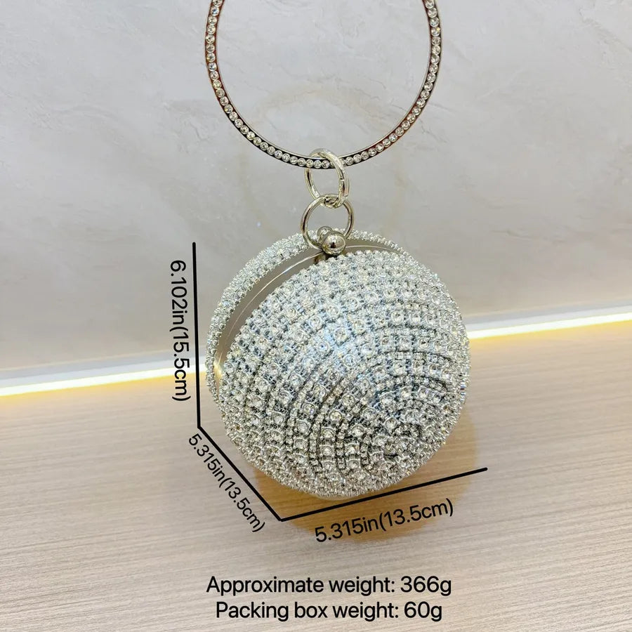 New  fashion banquet bag party  evening bag round spherical silver mini bag hand carrying evening bag