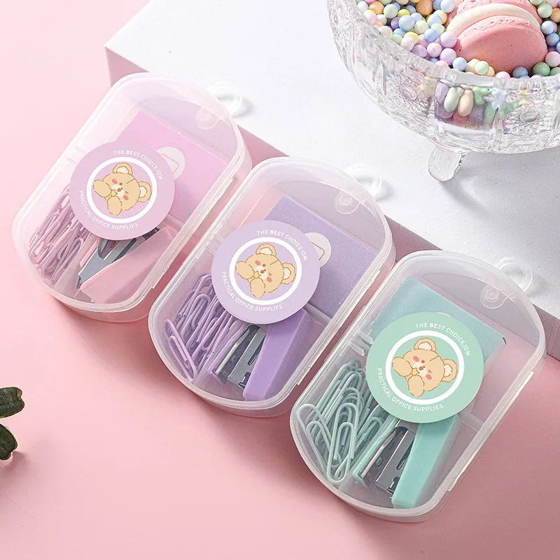 macaron color student stationery set creative drawing pin binding combination