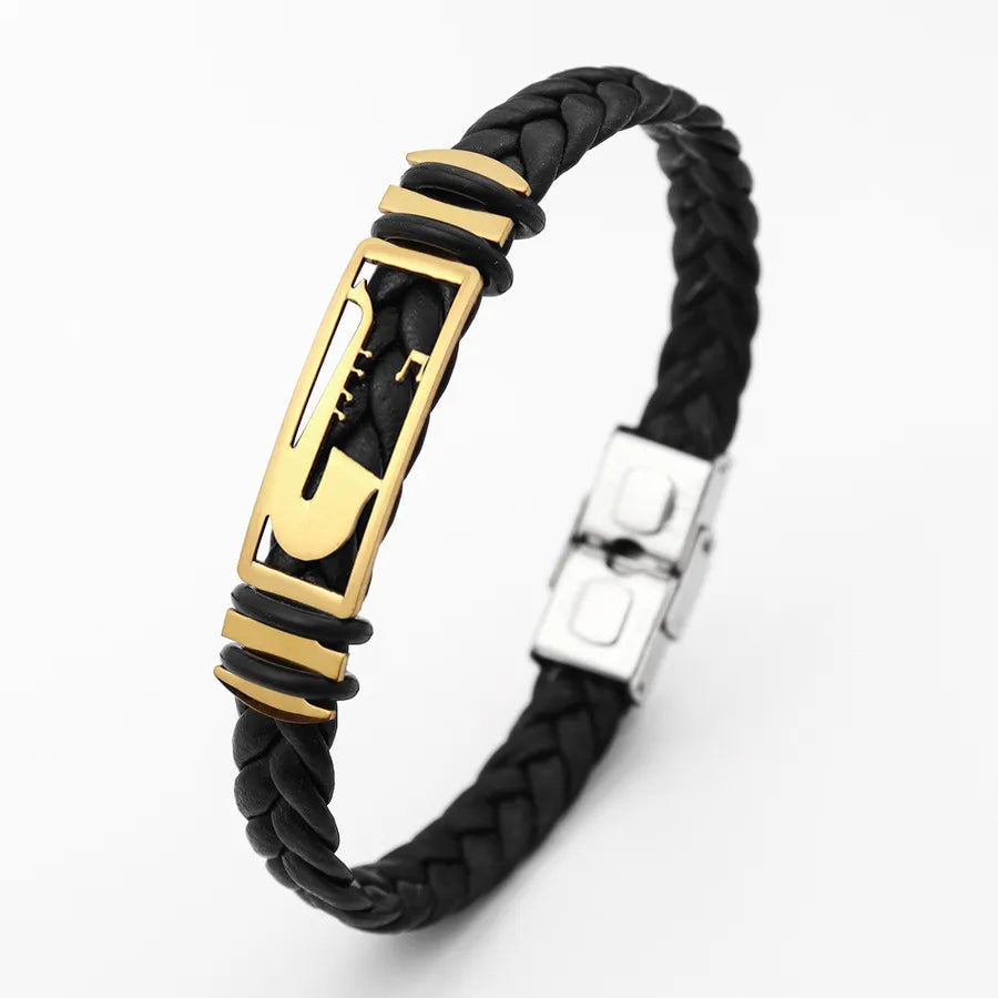 Retro Punk Solid Color Pu Leather Men's Bracelets Men Cord & Leather Bracelets
