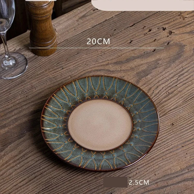 Retro Solid Color Flower ceramics Tableware 1 Piece