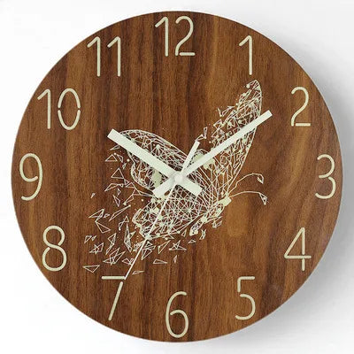 Retro Round Wood pendant Wall Clock Artificial Decorations