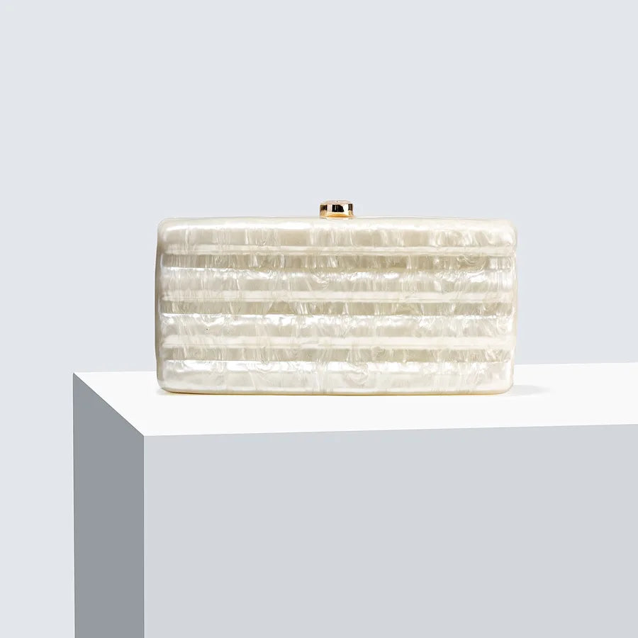 Milky White Black Rose Red Arylic Solid Color Square Evening Bags