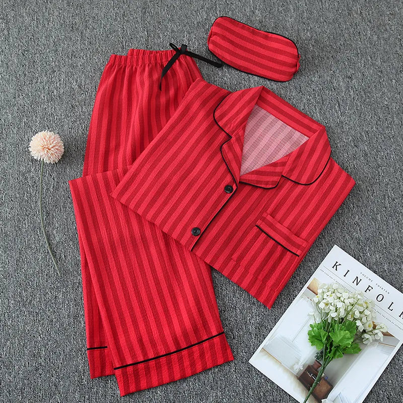 Home Women's Casual Cute Stripe Heart Shape Polyester Pajama Sets