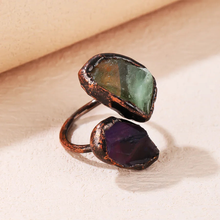Vintage Style Baroque Style Handmade Irregular natural stone Copper Asymmetrical Handmade Crystal Crystal Women's Open Rings