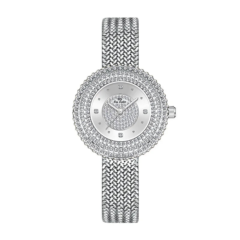 Casual Shiny Solid Color Single Folding Buckle Quartz Watch