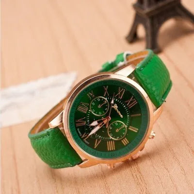 casual solid color buckle quartz women's watches