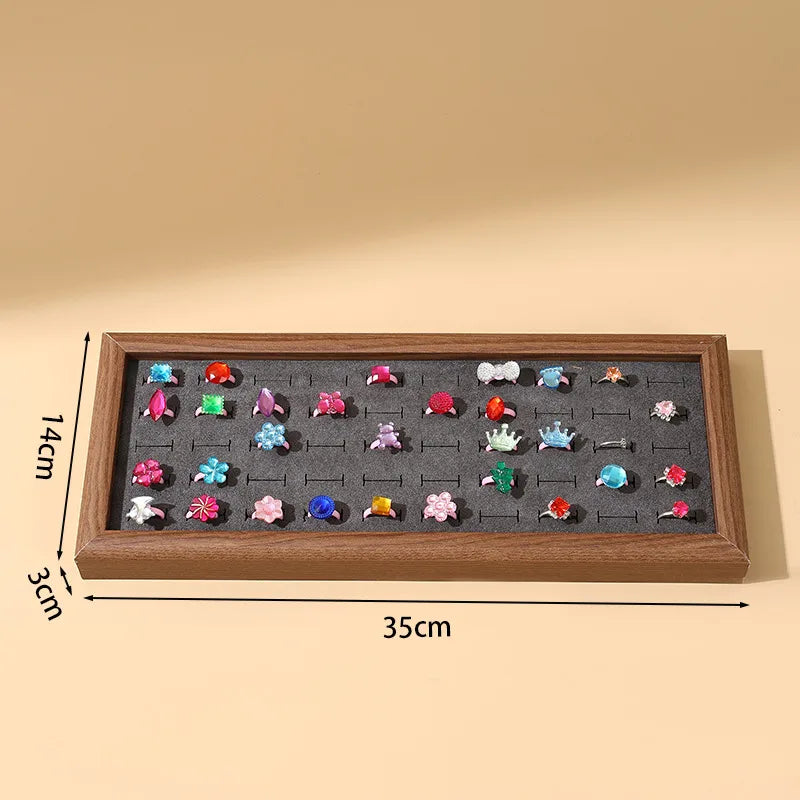 Creative Wooden Jewelry Display Tray Earring Storage Plate Jewelry Box Showcase Props Stand Wood Grain Pattern