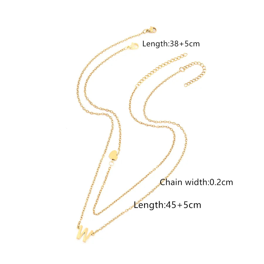 Wholesale Jewelry Elegant Retro Classic Style Letter Heart Shape 201 Stainless Steel 304 Stainless Steel cable chain Pendant Necklace