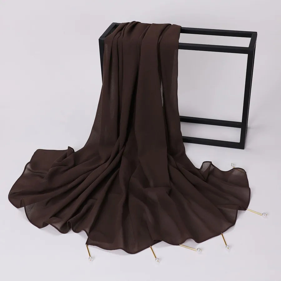 women's casual elegant sweet solid color chiffon hijab