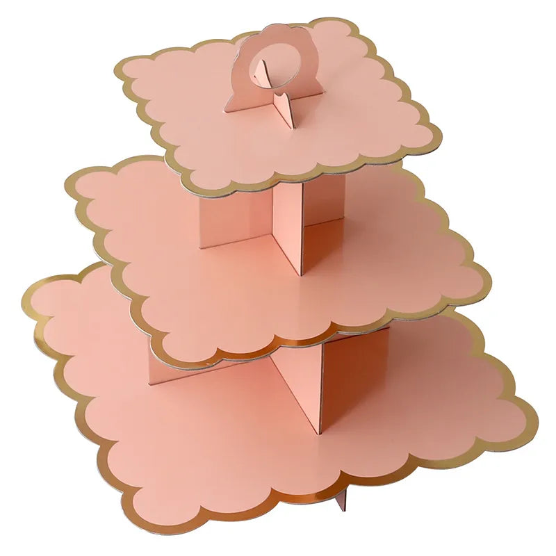 birthday solid color paper party cake stand 1 piece