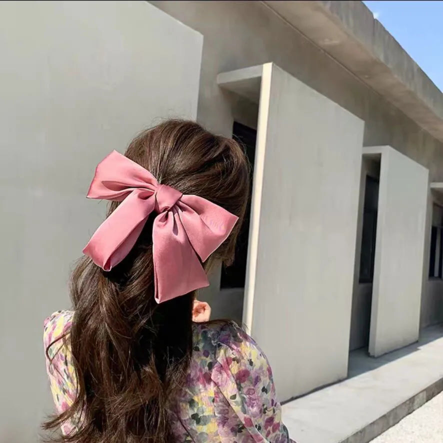 princess bow knot satin hair clip