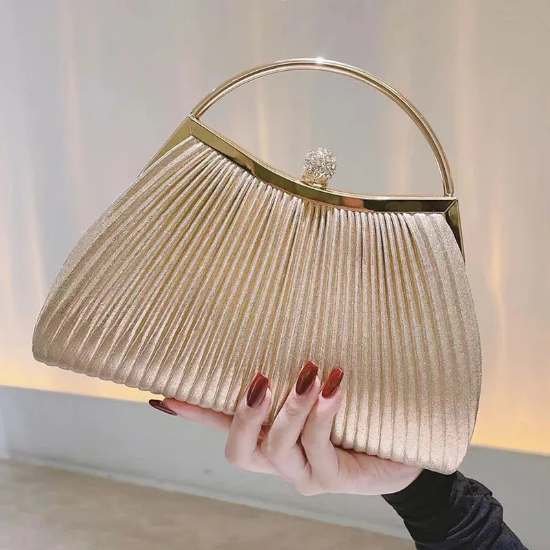 women's all seasons pu leather stripe elegant square lock clasp evening bag