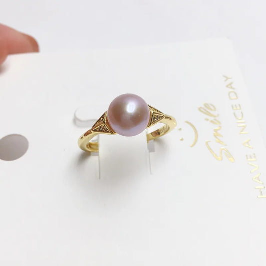 925 half silver fashion simple pearl ring natural freshwater pearl ring copper gold plated live supply wholesale