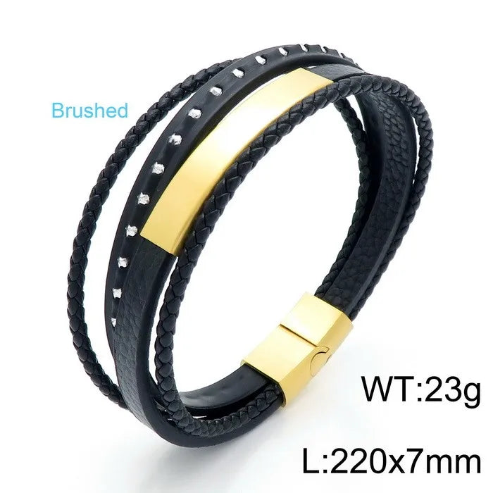 Punk Streetwear Geometric Titanium Steel Plating 18K Gold Plated Men's Bangle