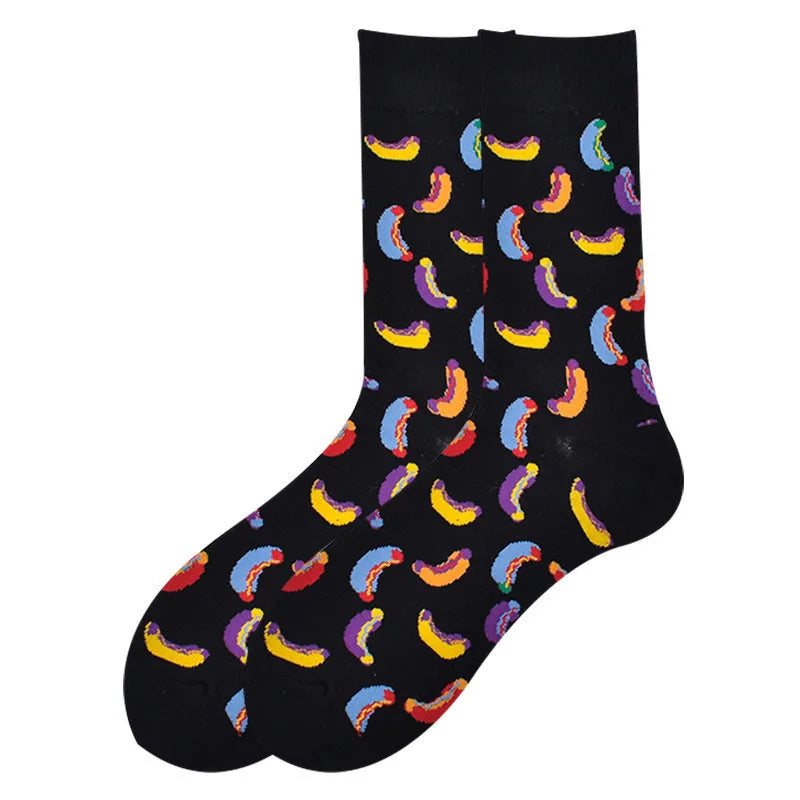 unisex casual beer hamburger french fries cotton crew socks a pair