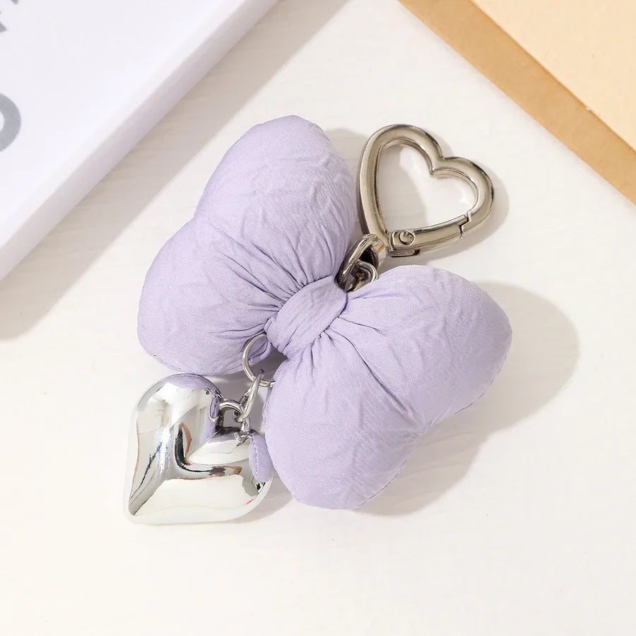Sweet Heart Shape Bow Knot Cloth Bag Pendant Keychain