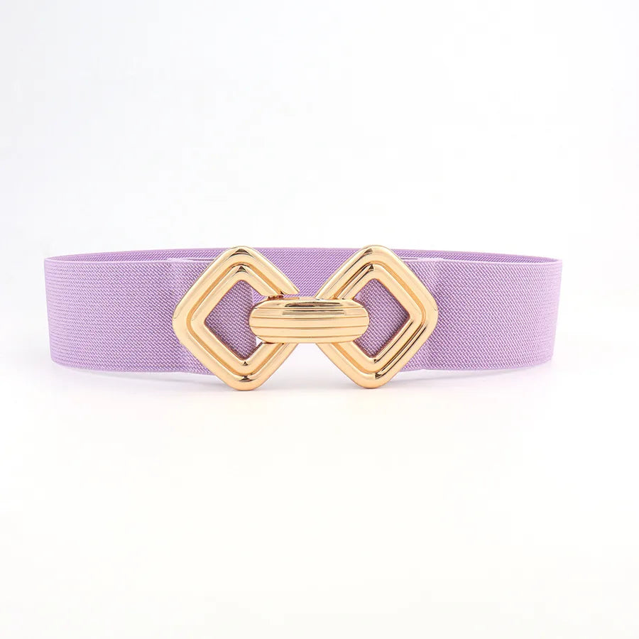 fashion geometric pu leather alloy metal button women's leather belts
