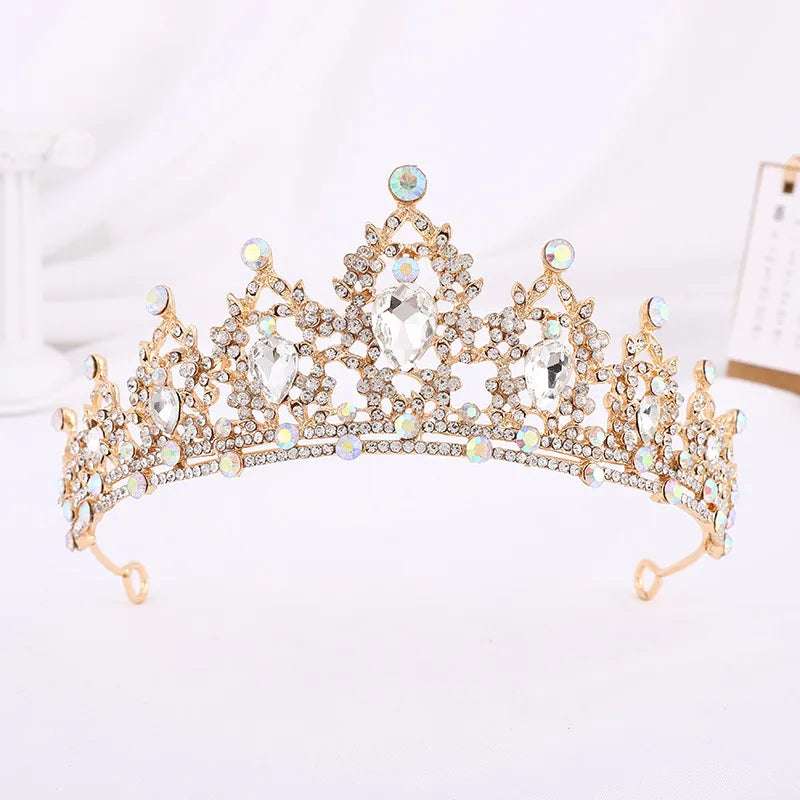 bridal water droplets alloy inlay rhinestones crown