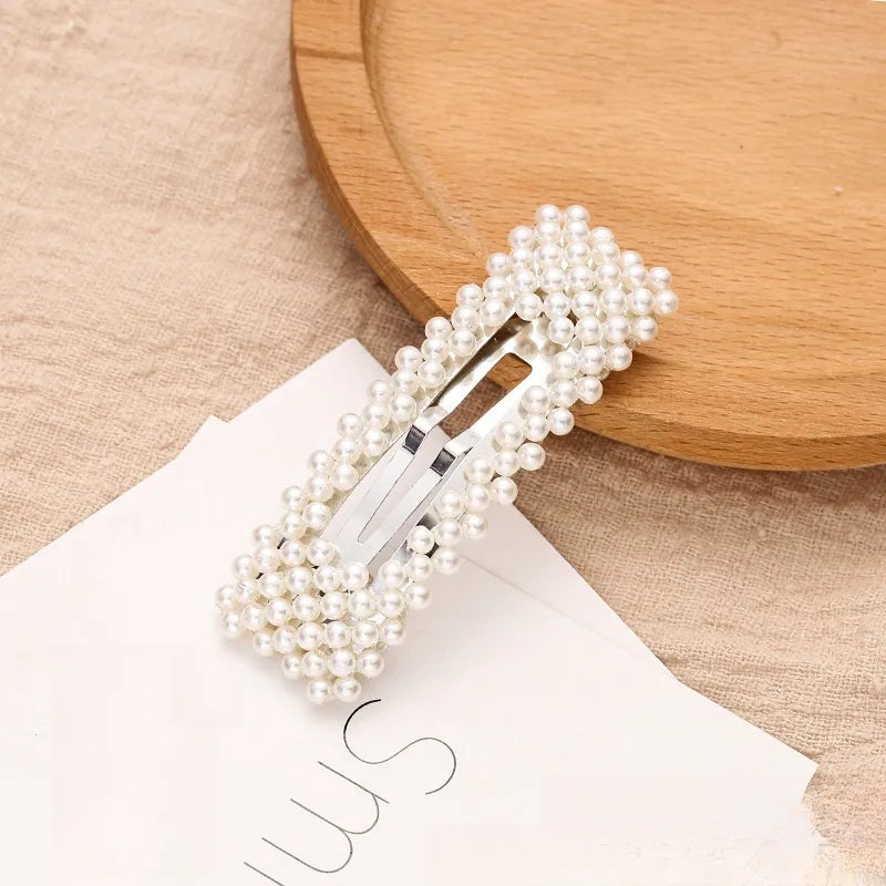 women's elegant simple style rectangle alloy plating inlay artificial pearls hair clip