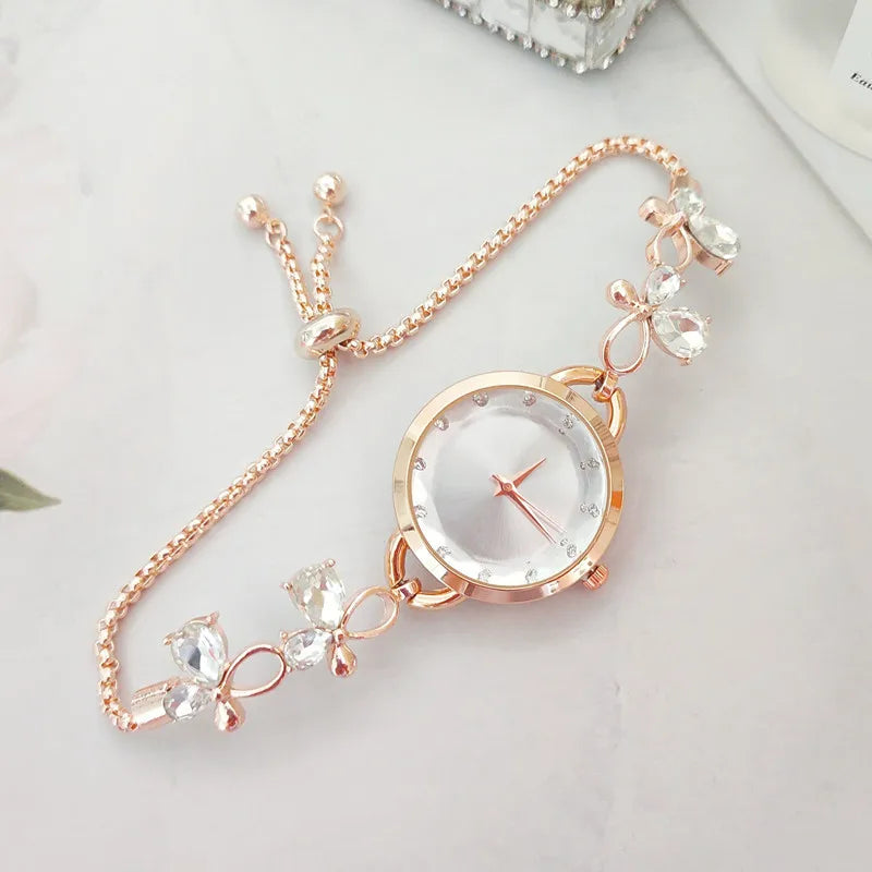 Korean Style Floral Telescopic Rope Quartz Women's Watches