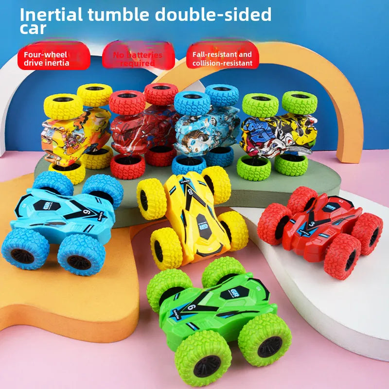Children's four-wheel drive inertia car double-sided off-road vehicle fall-resistant stunt racing model boy gift toy stall wholesale