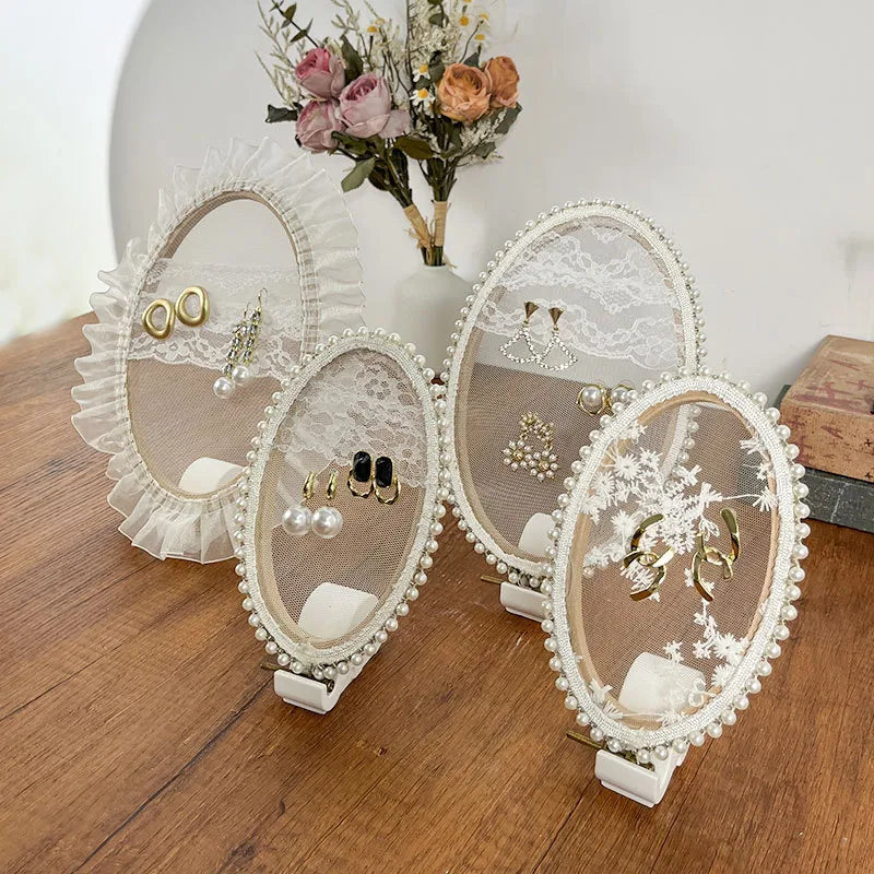Wooden Embroidery Hoop Earring Display Stand Jewelry Accessories Showcase Shop Window Decor Storage Rack Unique Design