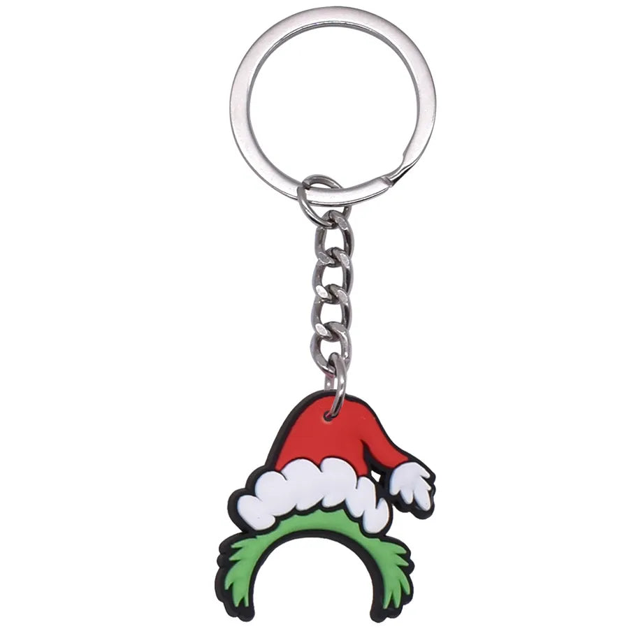 Cartoon Style Cartoon Character Christmas Hat Christmas Socks PVC Metal Christmas Women's Bag Pendant Keychain