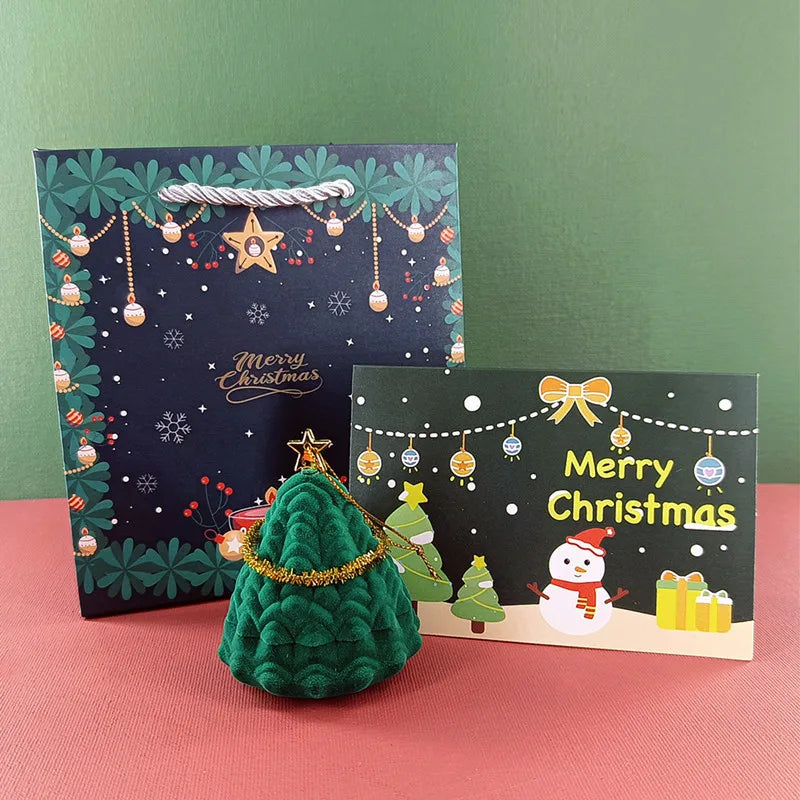 Christmas Eve Cartoon Mini Jewelry Box Ring Earrings Gift Box Fashion Composite Material Jewelry Packaging
