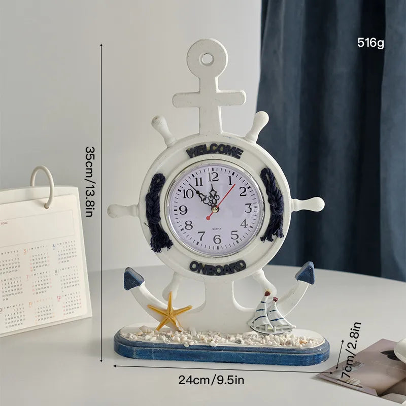 Navy Style Marine Style Anchor Clock Wood Ornaments Clock Artificial Decorations
