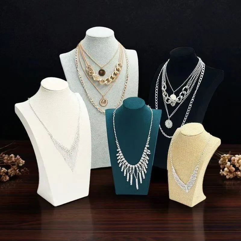 Modern Simplicity Jewelry Necklace Display Stand Counter Display Props Mannequin Pendant Holder Velvet Leather Material