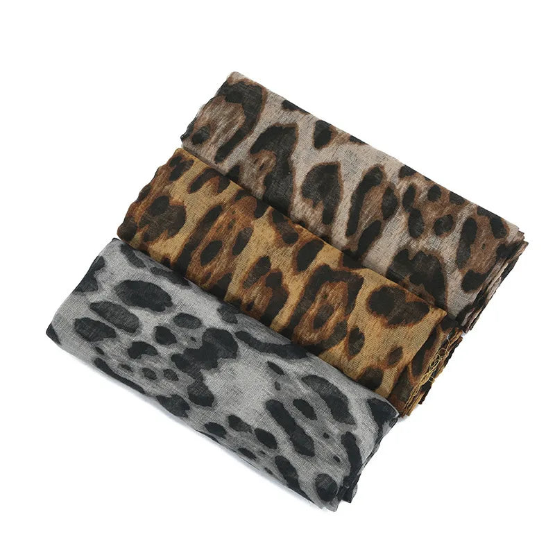 Women's Vintage Style Classic Style Leopard Voile Silk Scarf