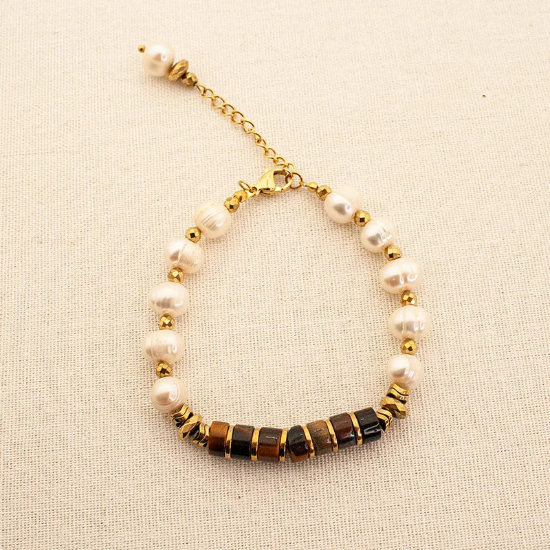 Retro Geometric Artificial Pearl natural stone Wholesale Bracelets