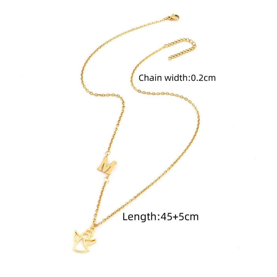 Wholesale Jewelry Elegant Simple Style Classic Style Angel Letter 201 Stainless Steel 304 Stainless Steel Copper cable chain Pendant Necklace