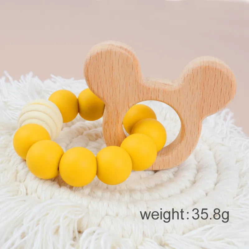 cute solid color beech silicone teething stick baby accessories
