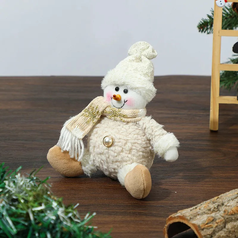 Christmas Decorations Knitted Foam Dolls Snowman Skiing Santa Claus Window Display Ornaments Festive Country New Style
