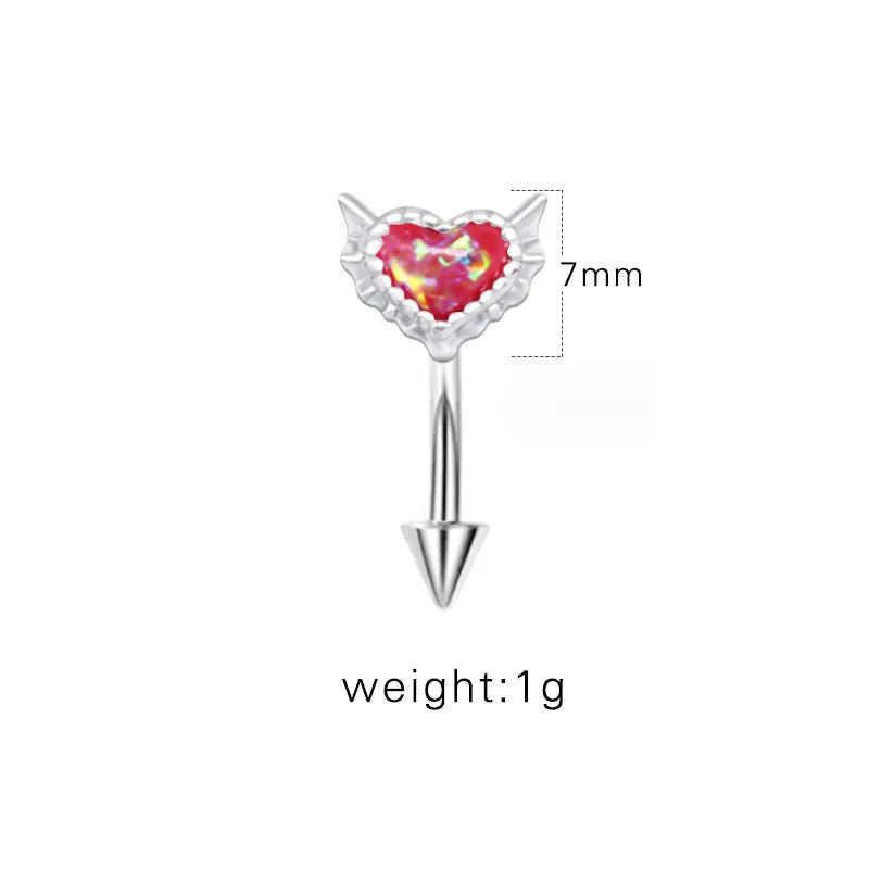 1 Piece Eyebrow Studs Sexy Sweet Heart Shape 316L Stainless Steel  Copper Plating Inlay Acrylic White Gold Plated