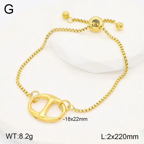 Casual Elegant Circle 304 Stainless Steel Beaded 18K Gold Plated box chain Bracelets In Bulk