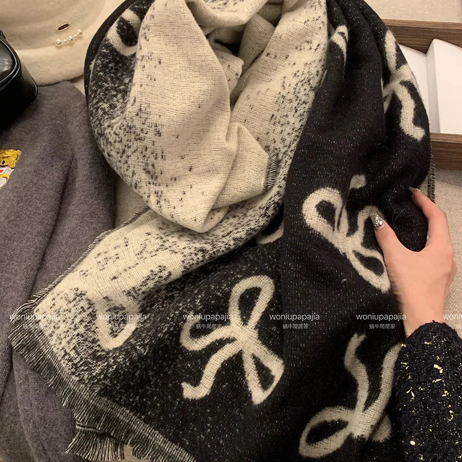 Women's Elegant Sweet Simple Style Bow Knot Wool-like Scarf