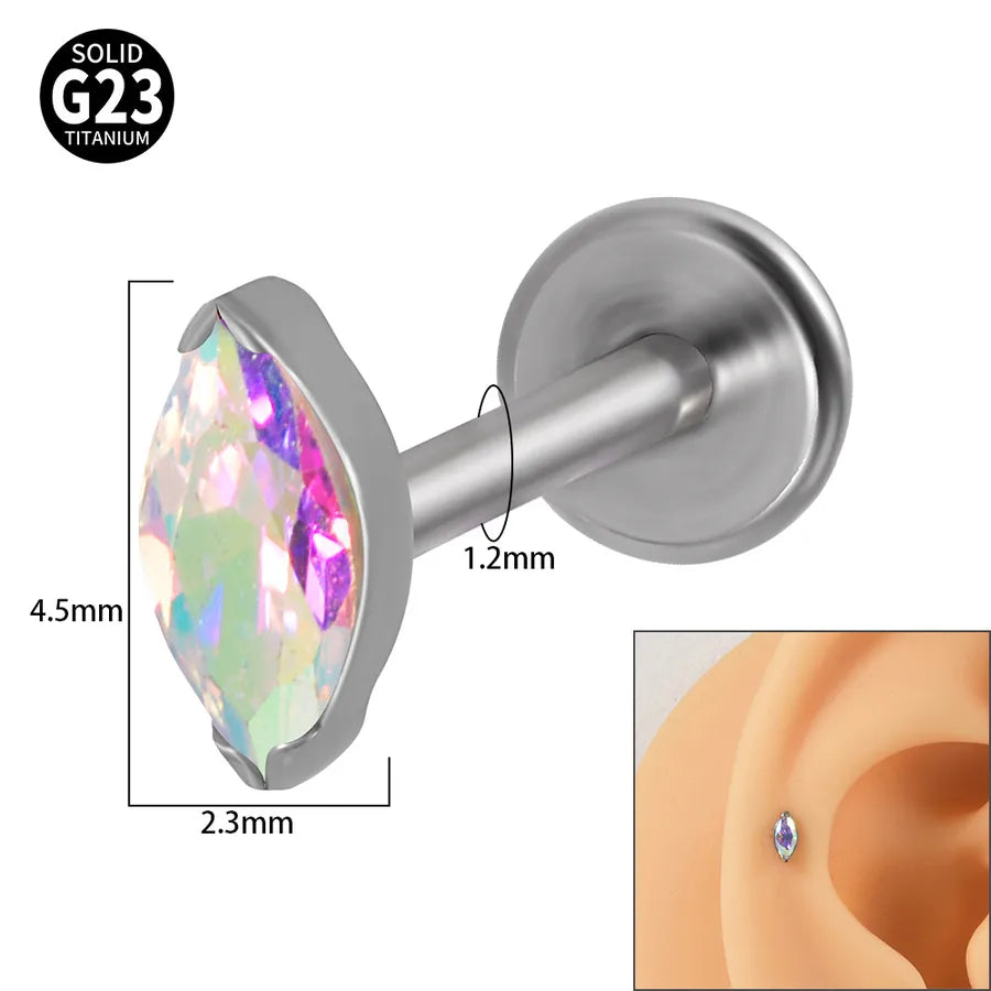 1 Piece Lip Rings Classic Style Colorful Water Droplets G23 Titanium Synthetic opal Zircon Inlay Synthetic opal Zircon