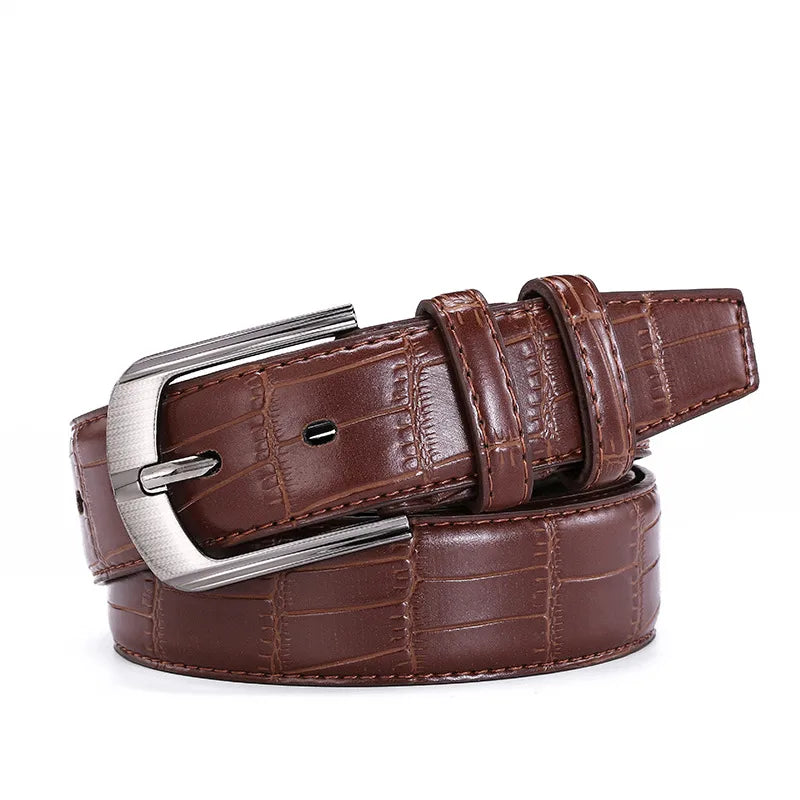 Men's pin buckle belt business casual crocodile PU belt stall gift manufacturers spot wholesale