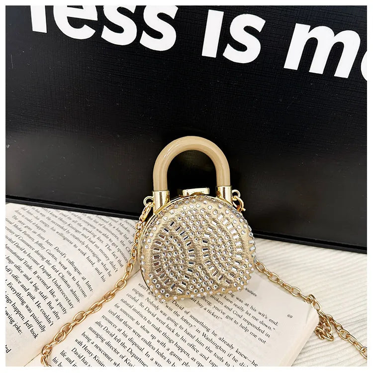 Women's PU Geometric Square Elegant Streetwear Lock Hollow Semicircle Round Square Lock clasp Handbag Crossbody Bag