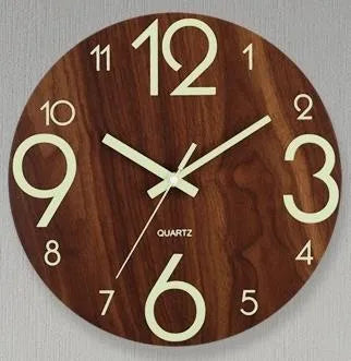 Retro Round Wood pendant Wall Clock Artificial Decorations