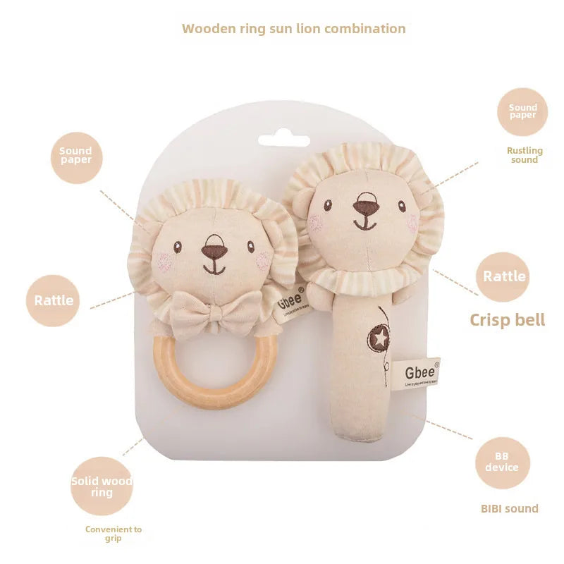 Gbee baby rattle plush toy early education animal round rattle doll baby soothing toy
