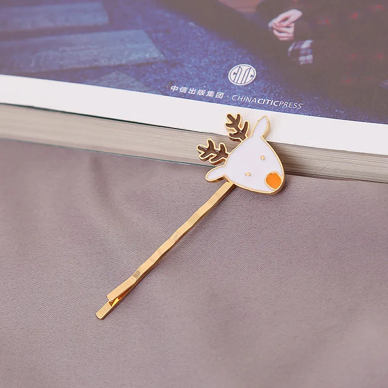 Christmas Tree Deer Hair Clip Fashionable Alloy Christmas Theme Hair Accessories Women's Cartoon Style One-Word Hairpin