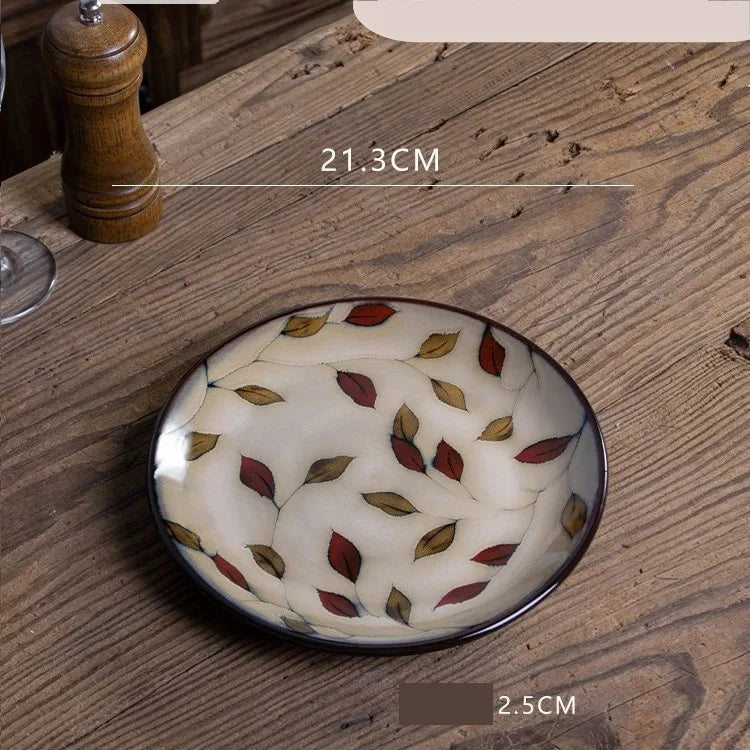 Retro Solid Color Flower ceramics Tableware 1 Piece