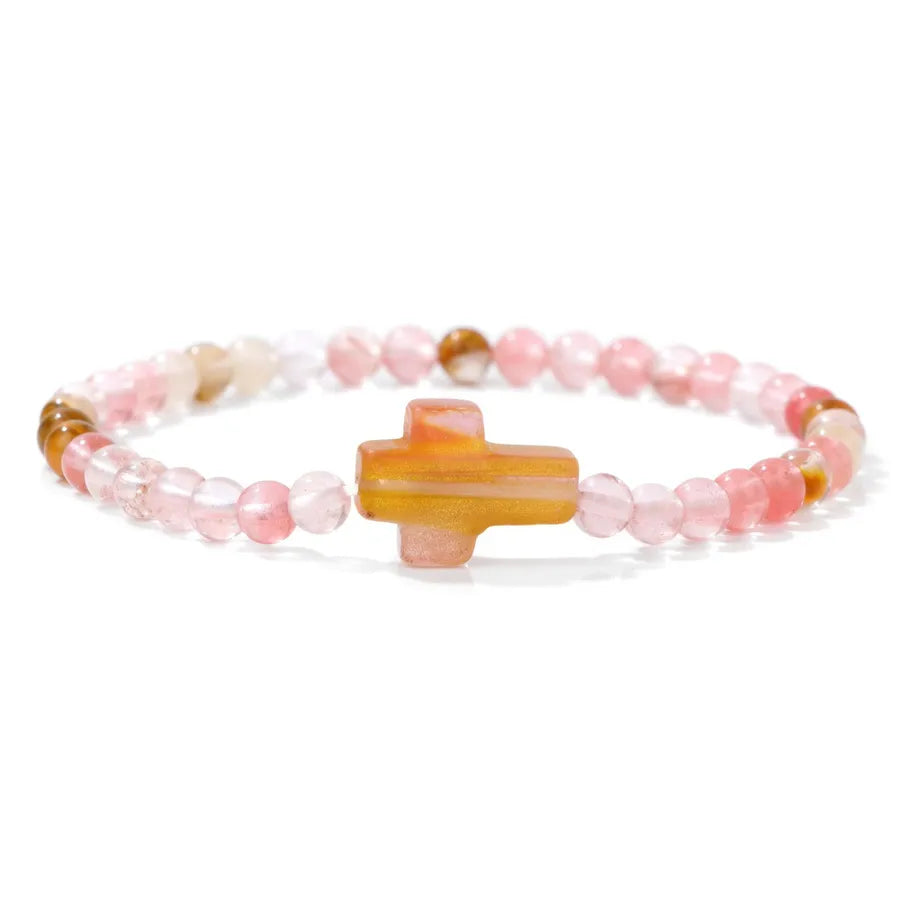 Simple Style Cross natural stone Crystal Bracelets In Bulk