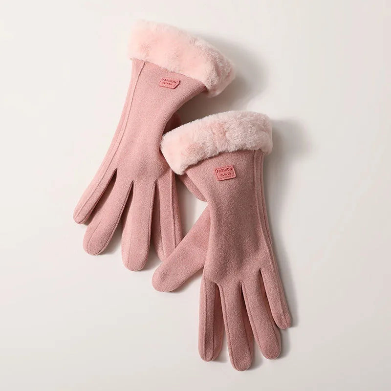 women's fashion solid color velvet polyester gloves 1 pair