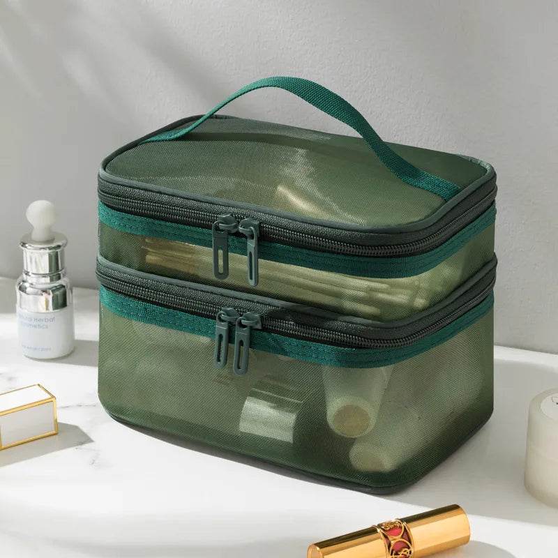 grid visual large multi-functional travel cosmetic storage bag